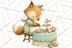 Winter Tea Party Animals PNG, Woodland Cozy Clipart Product Image 3
