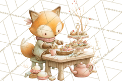 Winter Tea Party Animals PNG, Woodland Cozy Clipart Product Image 4
