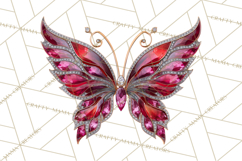 Gemstone Valentine Butterflies Red Pink Jewel Wings Clipart Product Image 3