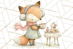 Winter Tea Party Animals PNG, Woodland Cozy Clipart Product Image 5