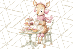 Winter Tea Party Animals PNG, Woodland Cozy Clipart Product Image 3
