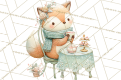 Winter Tea Party Animals PNG, Woodland Cozy Clipart Product Image 4