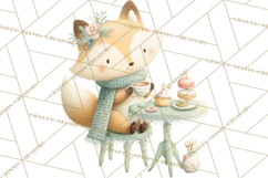 Winter Tea Party Animals PNG, Woodland Cozy Clipart Product Image 2