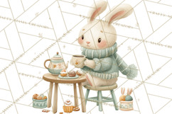 Winter Tea Party Animals PNG, Woodland Cozy Clipart Product Image 3