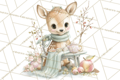 Winter Tea Party Animals PNG, Woodland Cozy Clipart Product Image 4