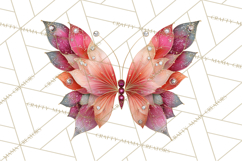 Gemstone Valentine Butterflies Red Pink Jewel Wings Clipart Product Image 3