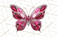 Gemstone Valentine Butterflies Red Pink Jewel Wings Clipart Product Image 3