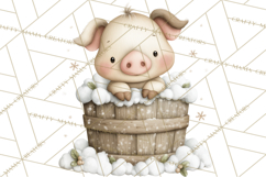 Cute Winter Farm Animals PNG, Cozy Snowy Animal Clipart Product Image 2