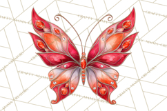 Gemstone Valentine Butterflies Red Pink Jewel Wings Clipart Product Image 3