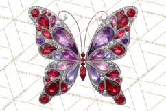 Gemstone Valentine Butterflies Red Pink Jewel Wings Clipart Product Image 4