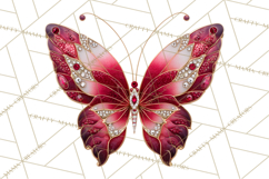 Gemstone Valentine Butterflies Red Pink Jewel Wings Clipart Product Image 3