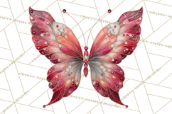 Gemstone Valentine Butterflies Red Pink Jewel Wings Clipart Product Image 5