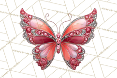 Gemstone Valentine Butterflies Red Pink Jewel Wings Clipart Product Image 2