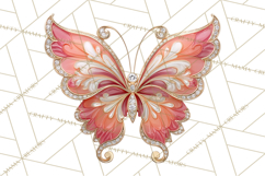 Gemstone Valentine Butterflies Red Pink Jewel Wings Clipart Product Image 2
