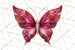 Gemstone Valentine Butterflies Red Pink Jewel Wings Clipart Product Image 2