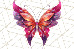 Gemstone Valentine Butterflies Red Pink Jewel Wings Clipart Product Image 3