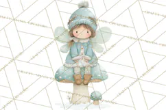 Chubby Winter Fairy PNG, Miniature Watercolor Winter Fairies Product Image 3