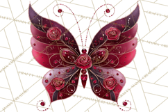 Gemstone Valentine Butterflies Red Pink Jewel Wings Clipart Product Image 3