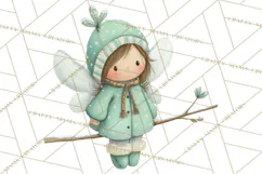 Chubby Winter Fairy PNG, Miniature Watercolor Winter Fairies Product Image 5