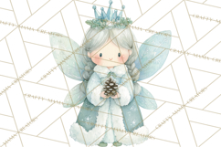 Chubby Winter Fairy PNG, Miniature Watercolor Winter Fairies Product Image 2