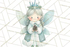 Chubby Winter Fairy PNG, Miniature Watercolor Winter Fairies Product Image 2