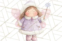 Chubby Winter Fairy PNG, Miniature Watercolor Winter Fairies Product Image 4
