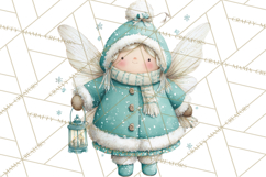 Chubby Winter Fairy PNG, Miniature Watercolor Winter Fairies Product Image 5