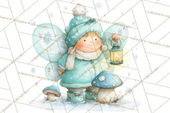 Chubby Winter Fairy PNG, Miniature Watercolor Winter Fairies Product Image 4