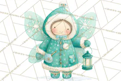 Chubby Winter Fairy PNG, Miniature Watercolor Winter Fairies Product Image 4