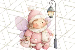 Chubby Winter Fairy PNG, Miniature Watercolor Winter Fairies Product Image 5