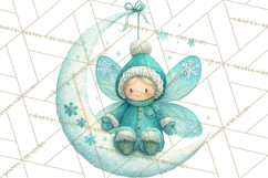 Chubby Winter Fairy PNG, Miniature Watercolor Winter Fairies Product Image 2