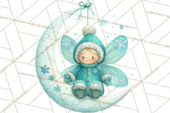 Chubby Winter Fairy PNG, Miniature Watercolor Winter Fairies Product Image 2