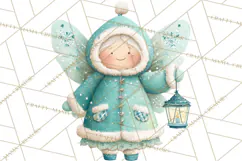 Chubby Winter Fairy PNG, Miniature Watercolor Winter Fairies Product Image 3