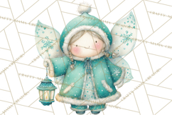 Chubby Winter Fairy PNG, Miniature Watercolor Winter Fairies Product Image 4