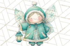 Chubby Winter Fairy PNG, Miniature Watercolor Winter Fairies Product Image 4