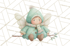 Chubby Winter Fairy PNG, Miniature Watercolor Winter Fairies Product Image 5