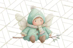 Chubby Winter Fairy PNG, Miniature Watercolor Winter Fairies Product Image 5