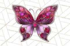 Gemstone Valentine Butterflies Red Pink Jewel Wings Clipart Product Image 5
