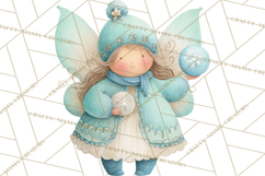 Chubby Winter Fairy PNG, Miniature Watercolor Winter Fairies Product Image 5