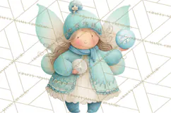 Chubby Winter Fairy PNG, Miniature Watercolor Winter Fairies Product Image 5