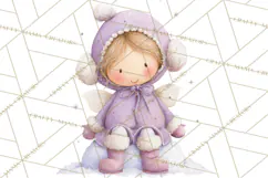 Chubby Winter Fairy PNG, Miniature Watercolor Winter Fairies Product Image 2