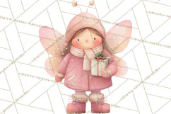 Chubby Winter Fairy PNG, Miniature Watercolor Winter Fairies Product Image 3