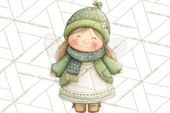 Chubby Winter Fairy PNG, Miniature Watercolor Winter Fairies Product Image 4