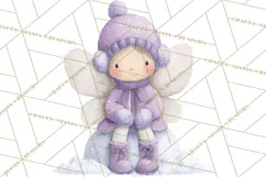 Chubby Winter Fairy PNG, Miniature Watercolor Winter Fairies Product Image 5