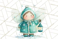 Chubby Winter Fairy PNG, Miniature Watercolor Winter Fairies Product Image 3