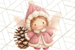 Chubby Winter Fairy PNG, Miniature Watercolor Winter Fairies Product Image 4