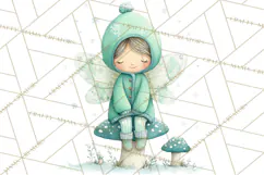 Chubby Winter Fairy PNG, Miniature Watercolor Winter Fairies Product Image 5