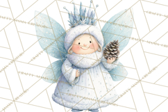 Chubby Winter Fairy PNG, Miniature Watercolor Winter Fairies Product Image 3