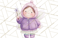 Chubby Winter Fairy PNG, Miniature Watercolor Winter Fairies Product Image 4