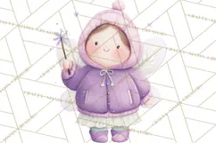 Chubby Winter Fairy PNG, Miniature Watercolor Winter Fairies Product Image 4